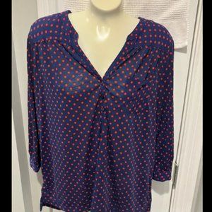 90s Polka Dot Blue Red Top Size Small